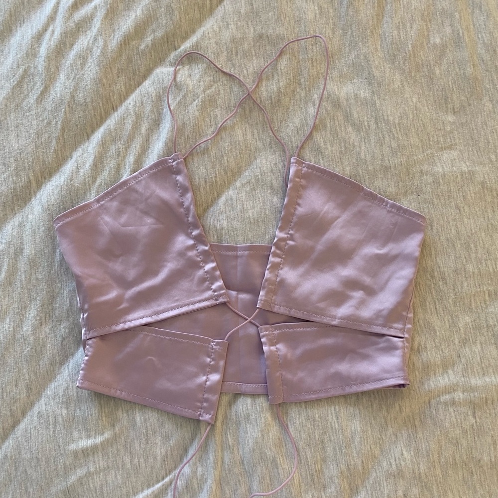 Purple satin crop top